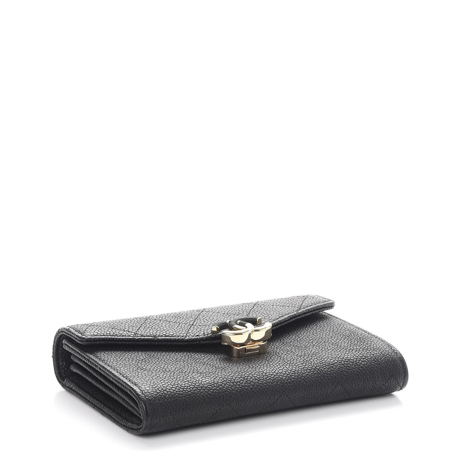 Caviar Quilted Medium CC Flap Wallet Black