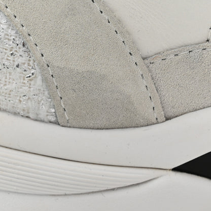 Chanel Painted Iridescent Cotton Tweed Suede Calfskin Womens CC Sneakers 37 White Silver Multicolor 13 of 13
