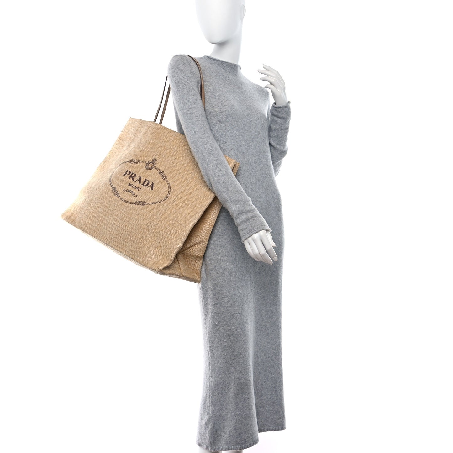 Raffia Logo Tote Naturale