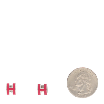 Hermes Palladium Lacquered Mini Pop H Earrings Rose Extreme 2 of 7