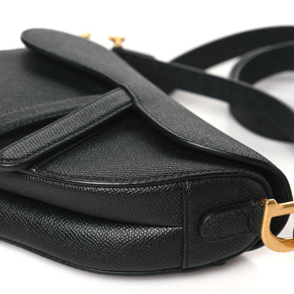 Christian Dior Grained Calfskin Mini Saddle Bag With Strap Black 10 of 10