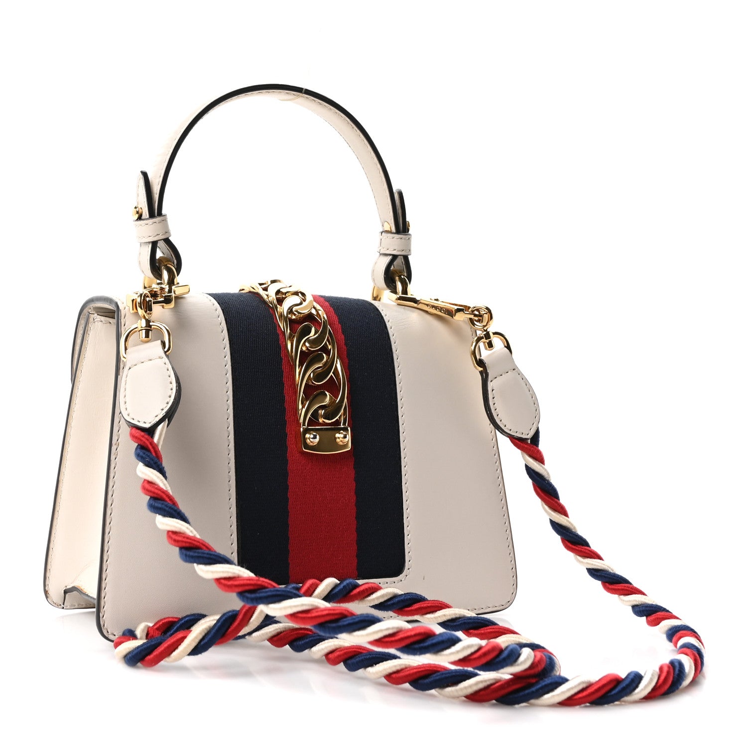 Gucci Calfskin Mini Sylvie Top Handle Bag White 3 of 10