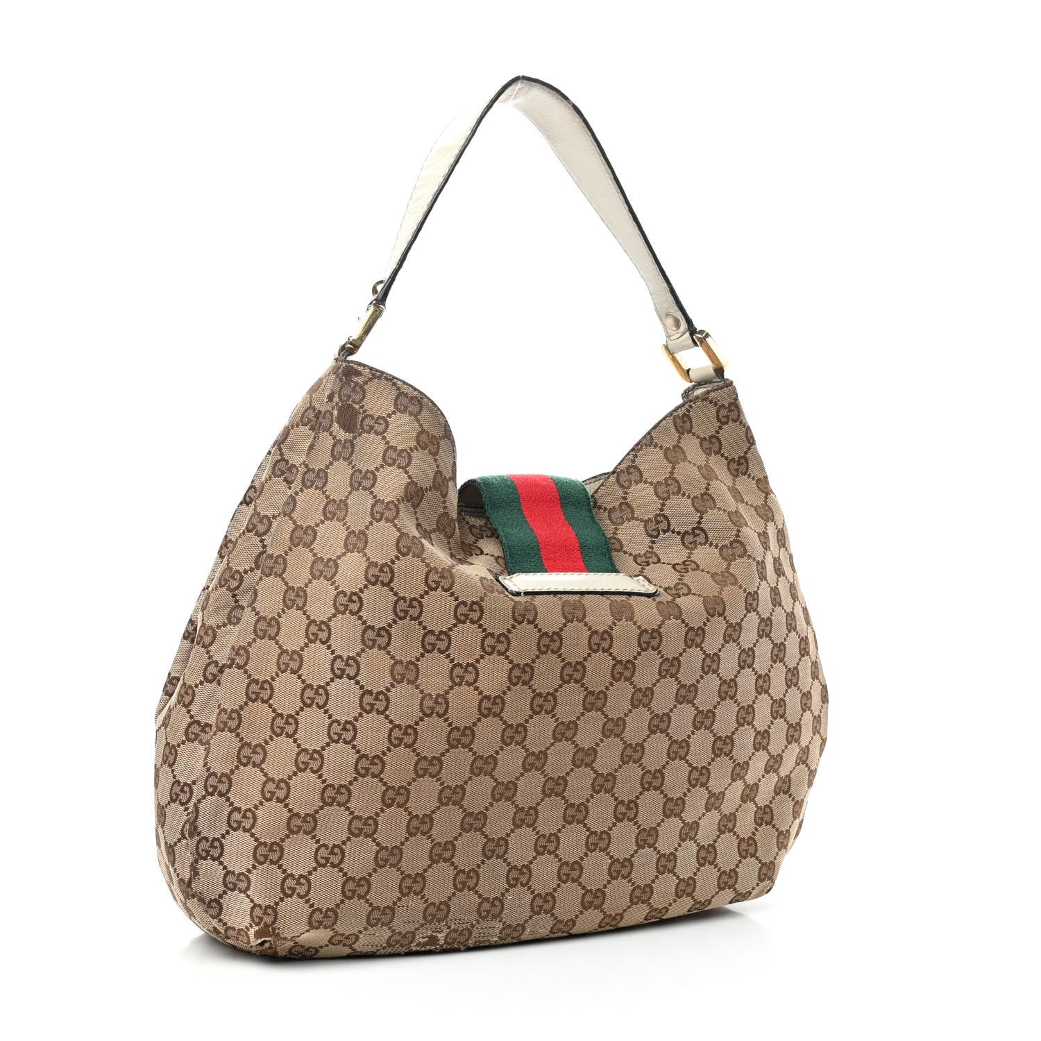 Gucci Monogram Large New Ladies Web Hobo Off White 3 of 11