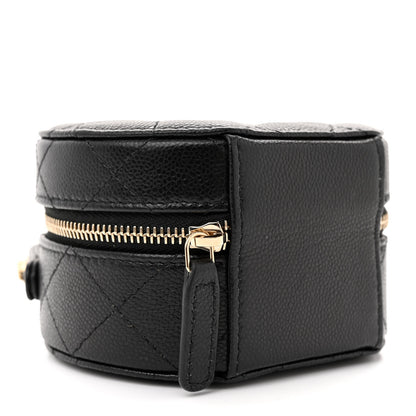 Chanel Caviar Quilted Round Top Handle Jewelry Case Black 4 of 13