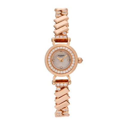 Hermes 18K Rose Gold Diamond Mother of Pearl 16mm Faubourg Polka Quartz Watch 2 of 5