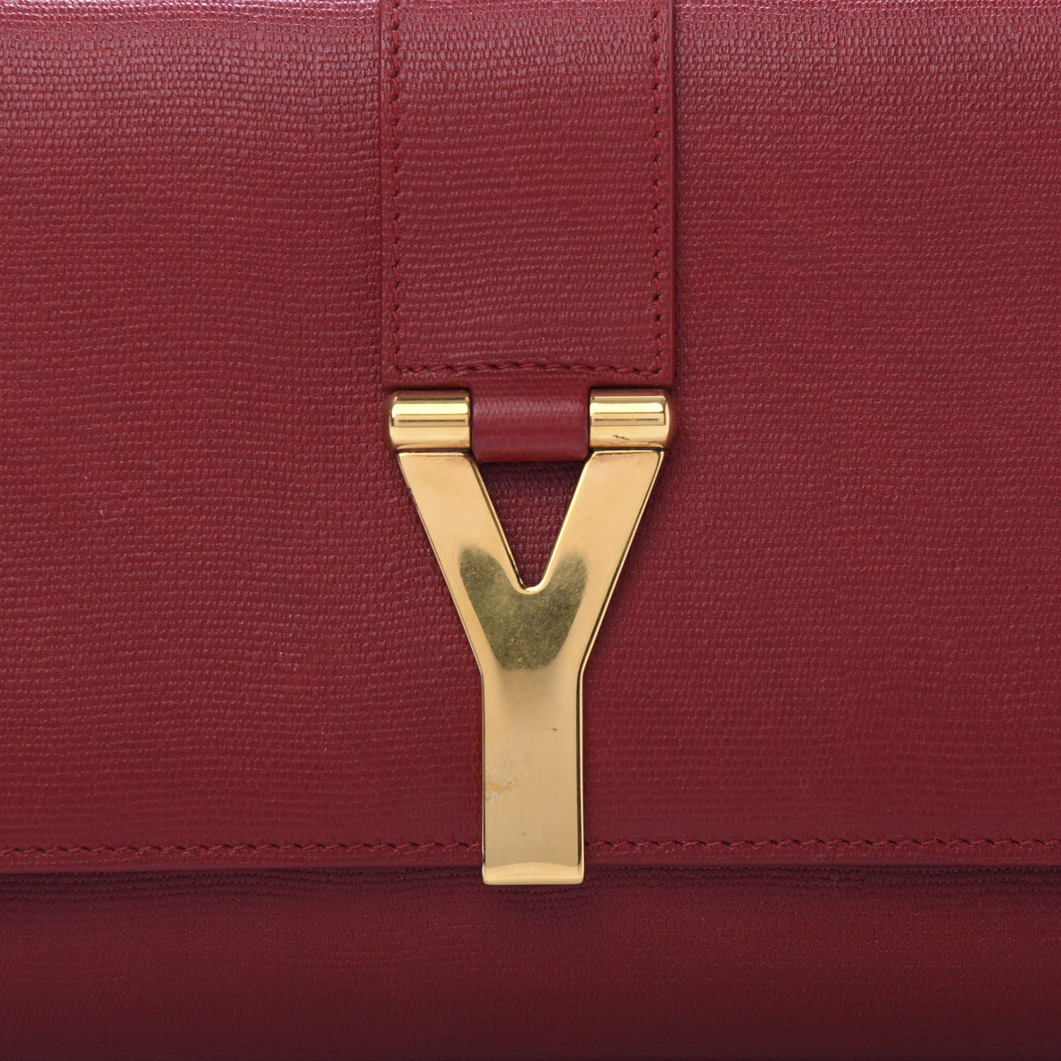 Saint Laurent Calfskin Classic Y Ligne Clutch Red 9 of 9