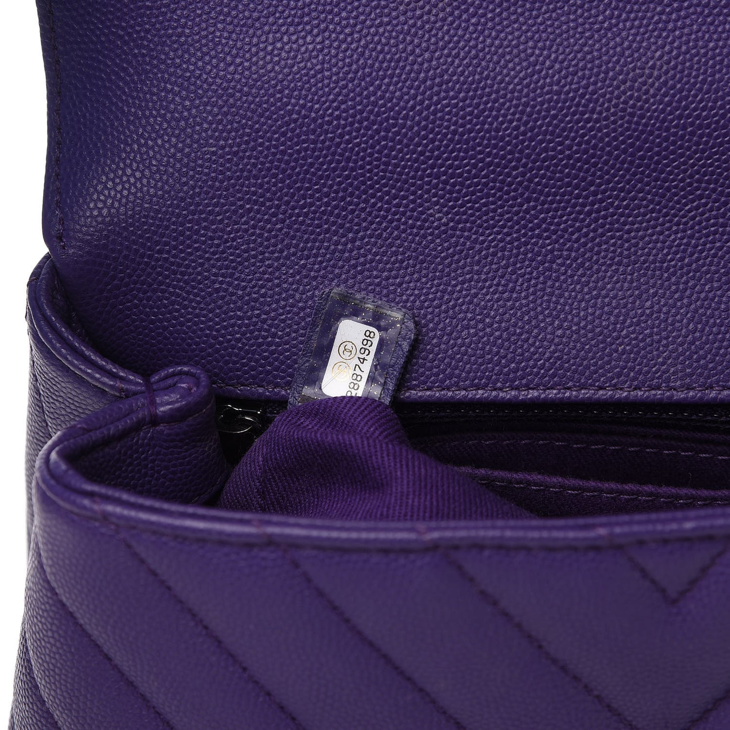 Caviar Chevron Quilted Mini Coco Handle Flap Purple