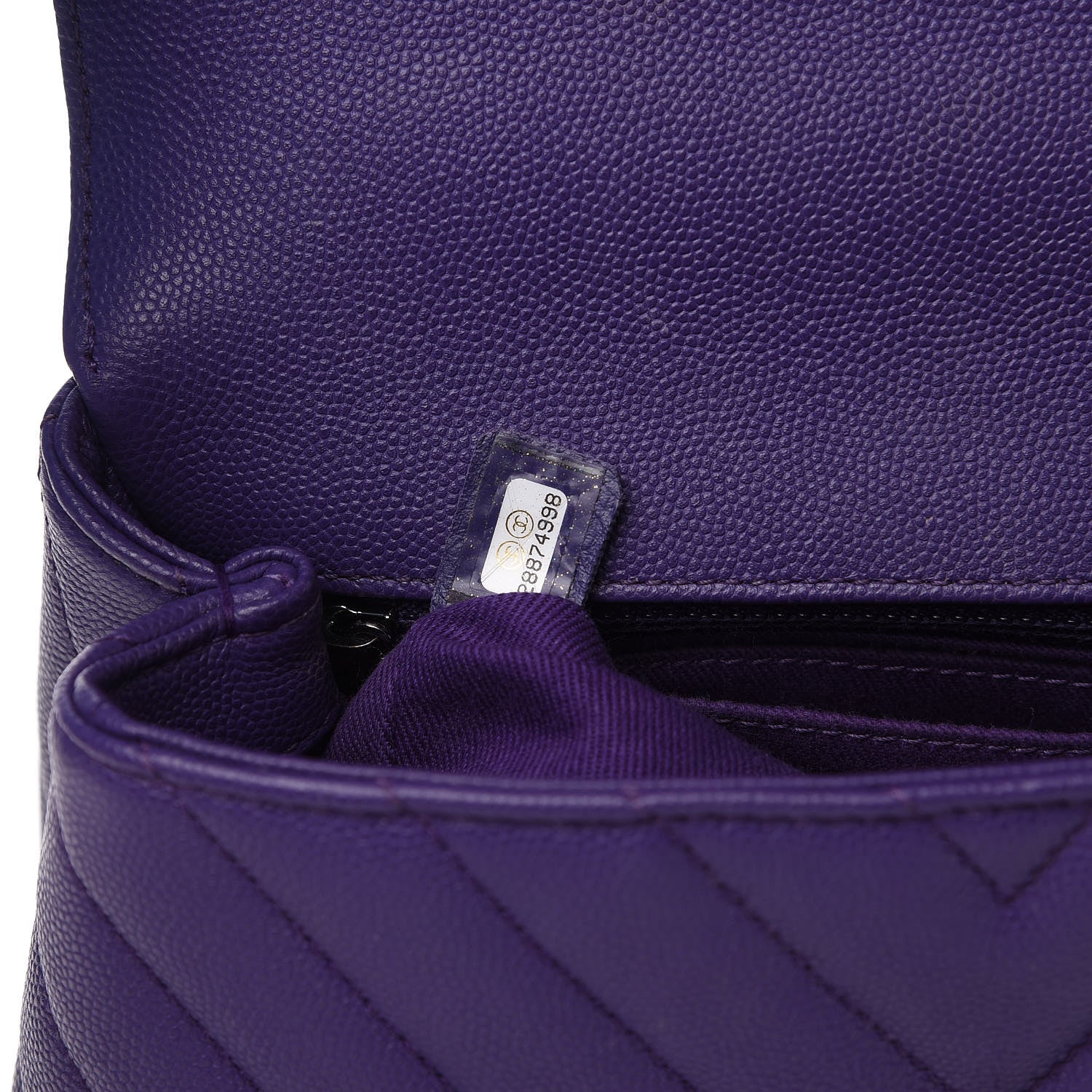 Chanel Caviar Chevron Quilted Mini Coco Handle Flap Purple 6 of 11