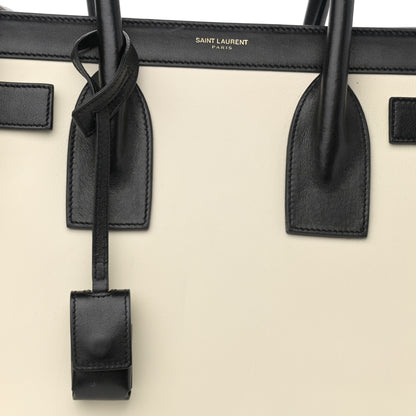 Saint Laurent Calfskin Bi-Color Small Sac De Jour White Black 8 of 12