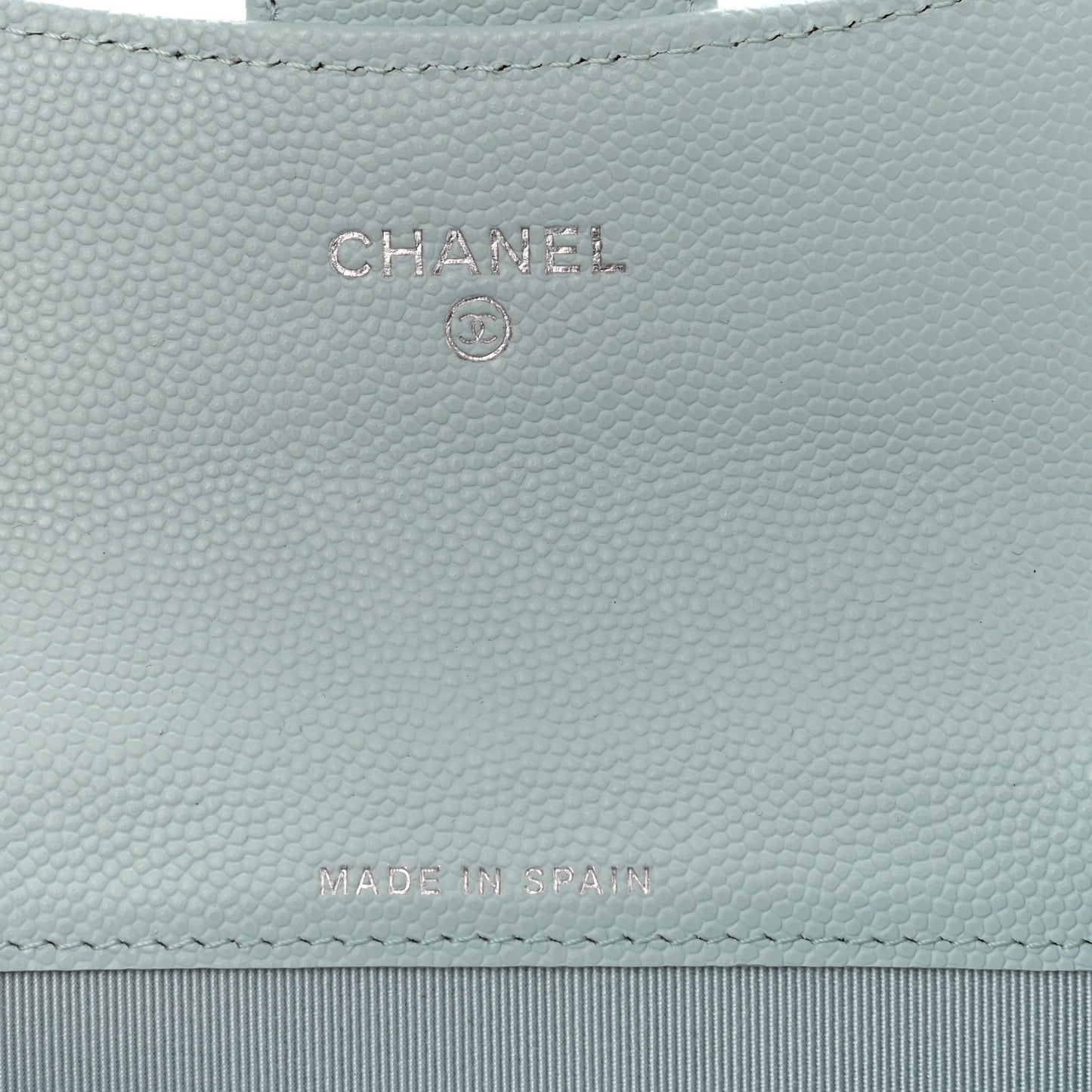 Caviar Quilted Flap Card Holder Wallet Light Blue