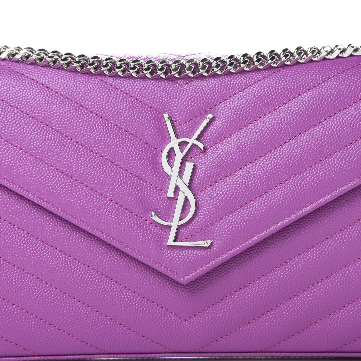 Grain De Poudre Matelasse Chevron Monogram Chain Wallet New Fuxia
