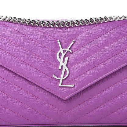 Saint Laurent Grain De Poudre Matelasse Chevron Monogram Chain Wallet New Fuxia 7 of 10