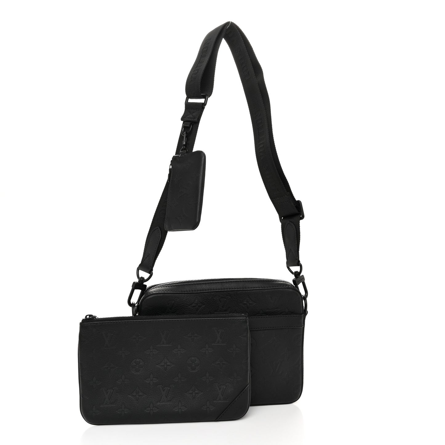 Calfskin Monogram Shadow Trio Messenger Black