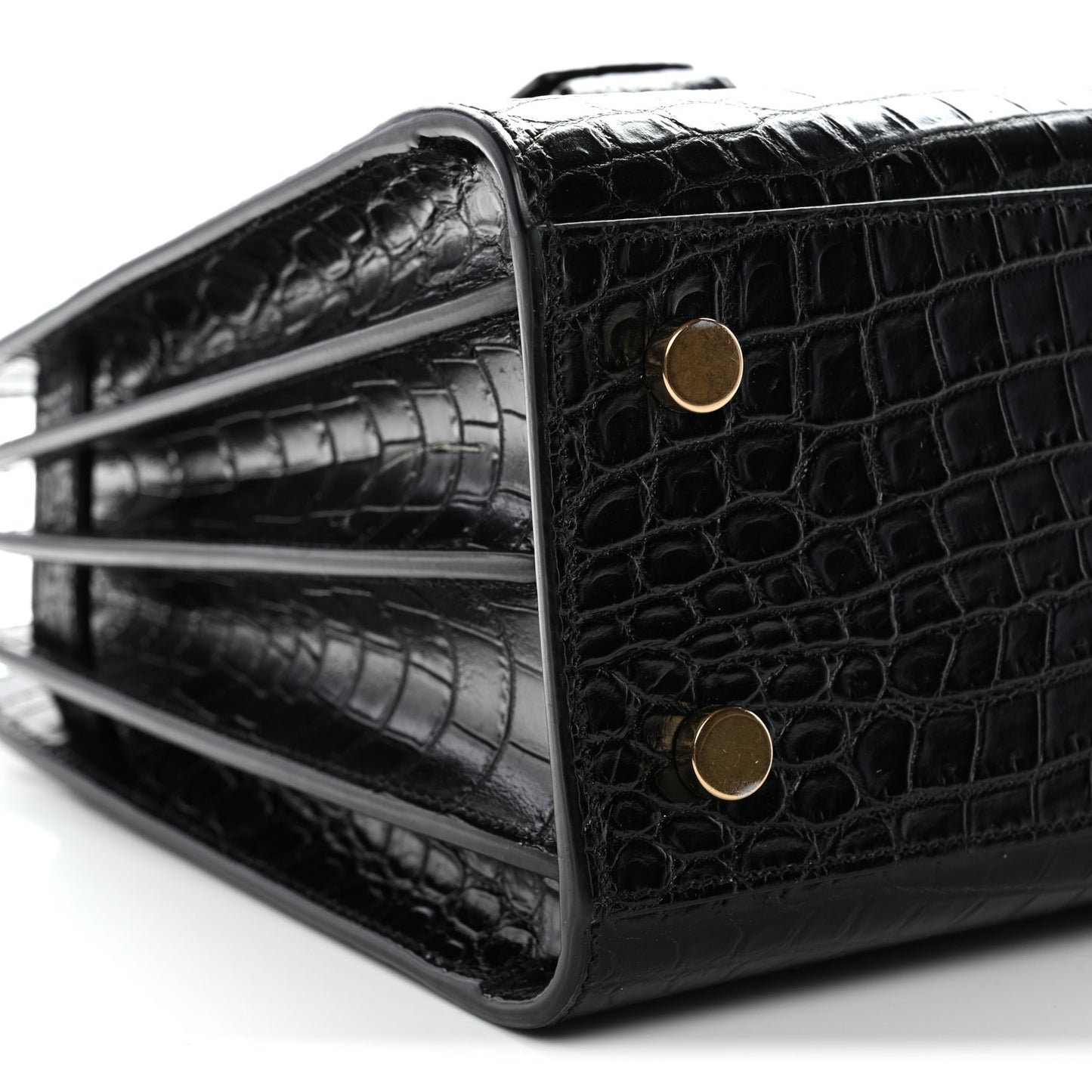 Calfskin Crocodile Embossed Baby Sac De Jour Black