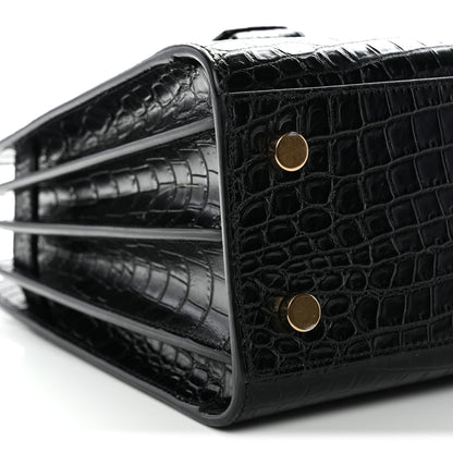 Saint Laurent Calfskin Crocodile Embossed Baby Sac De Jour Black 9 of 11