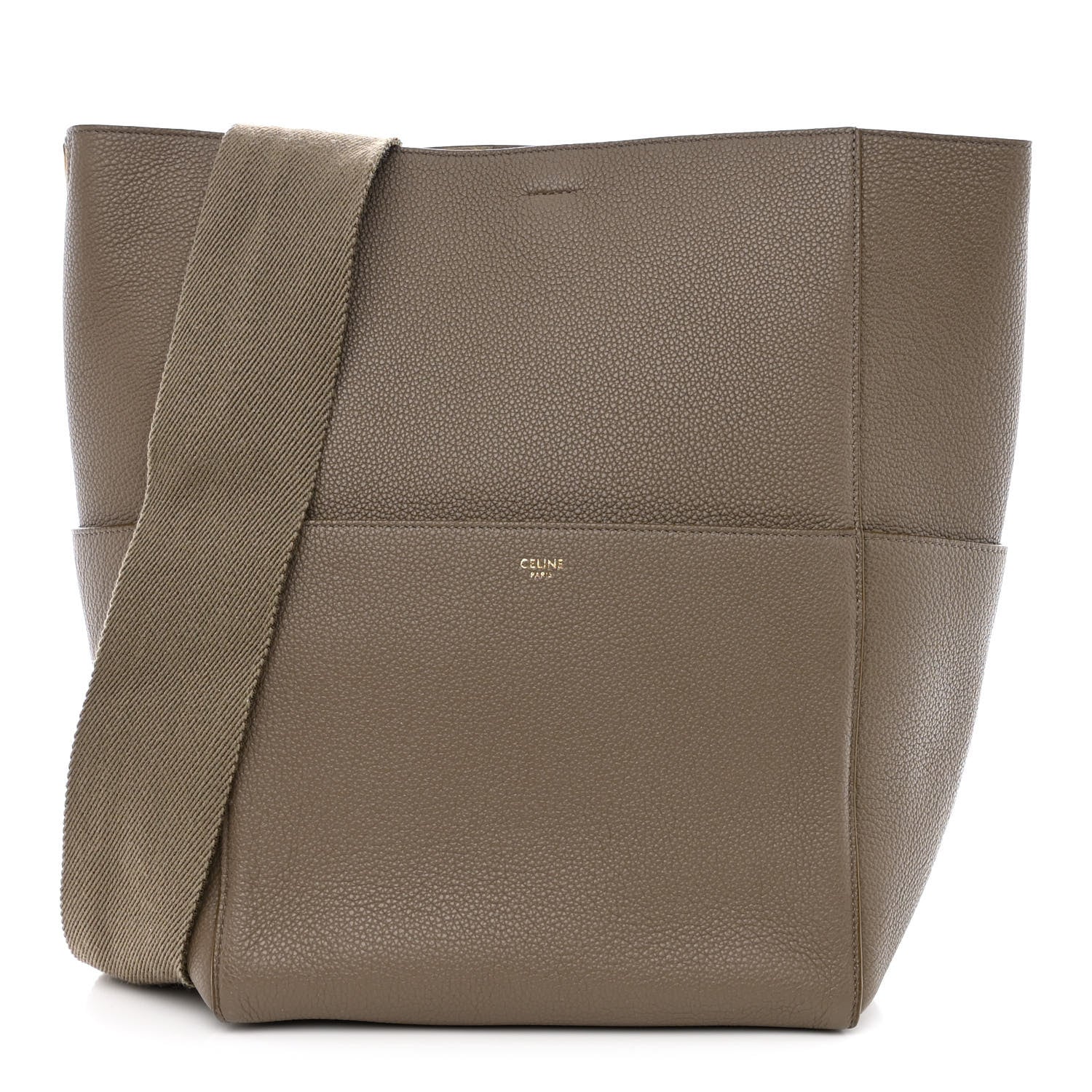 Celine Soft Grained Calfskin Sangle Bucket Bag Taupe 1 of 11