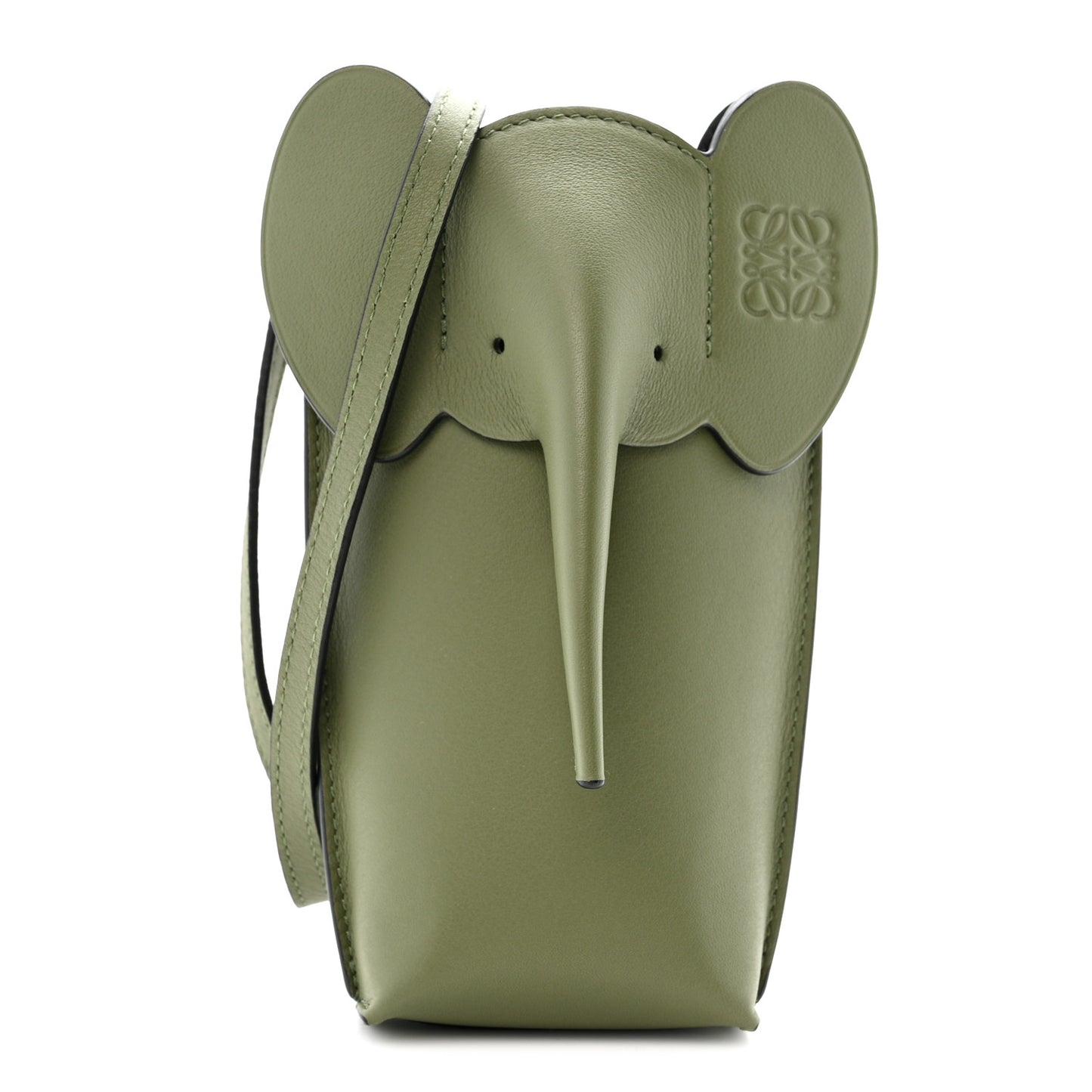 Calfskin Elephant Pouch Crossbody Bag Avocado