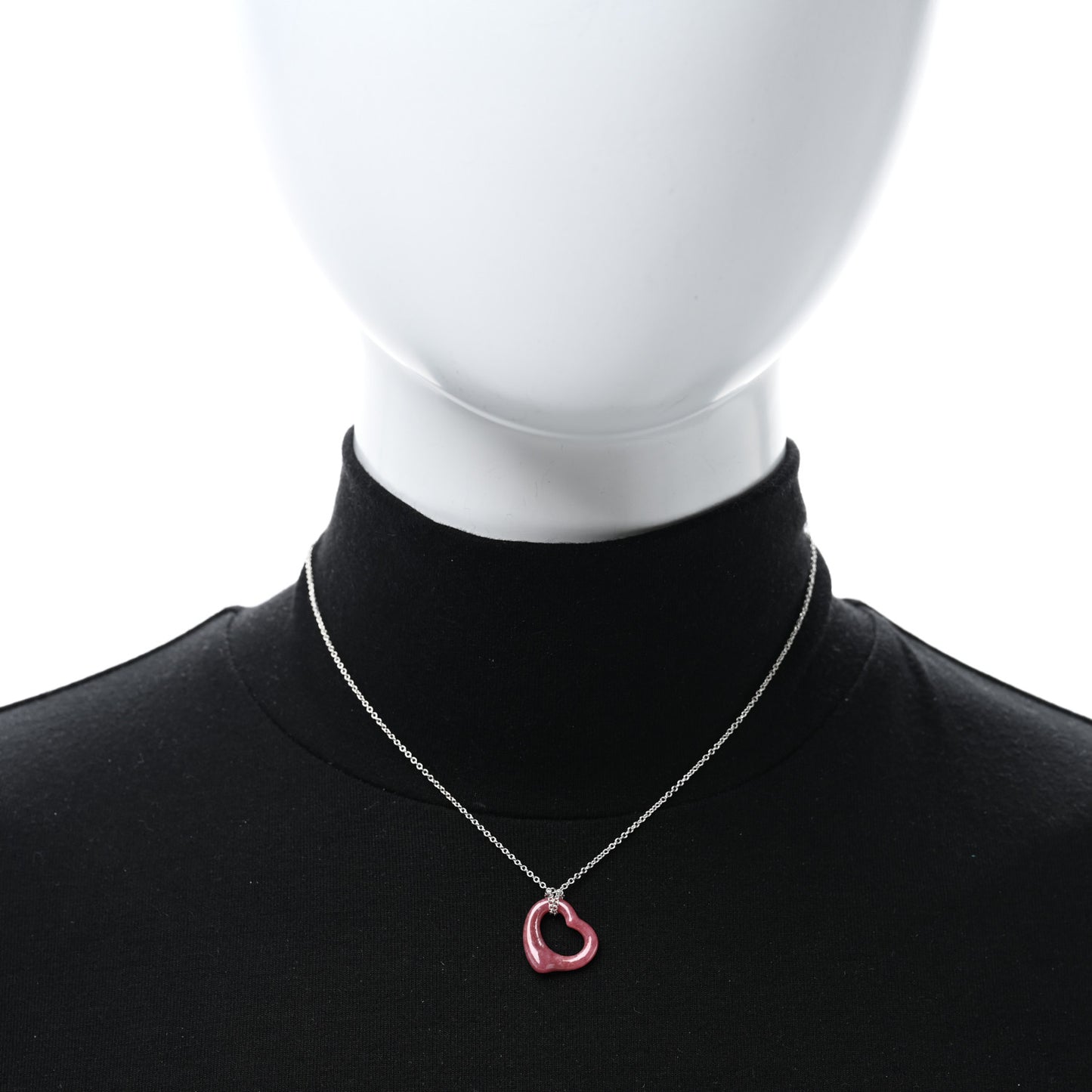 Sterling Silver Rhodonite Elsa Peretti Open Heart Pendant Necklace