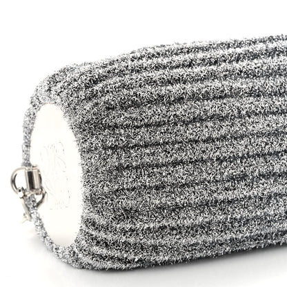 Loewe Metallic Lurex Pleated Bracelet Pouch Shoulder Bag Silver 8 of 9
