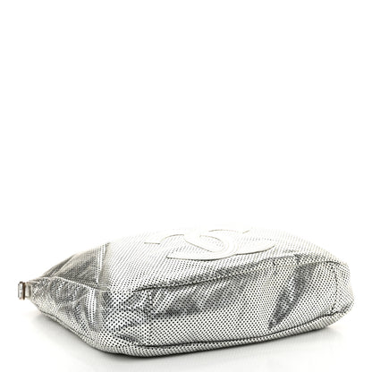 Chanel Metallic Glazed Calfskin Perforated Large Rodeo Drive Tote Silver 4 of 10