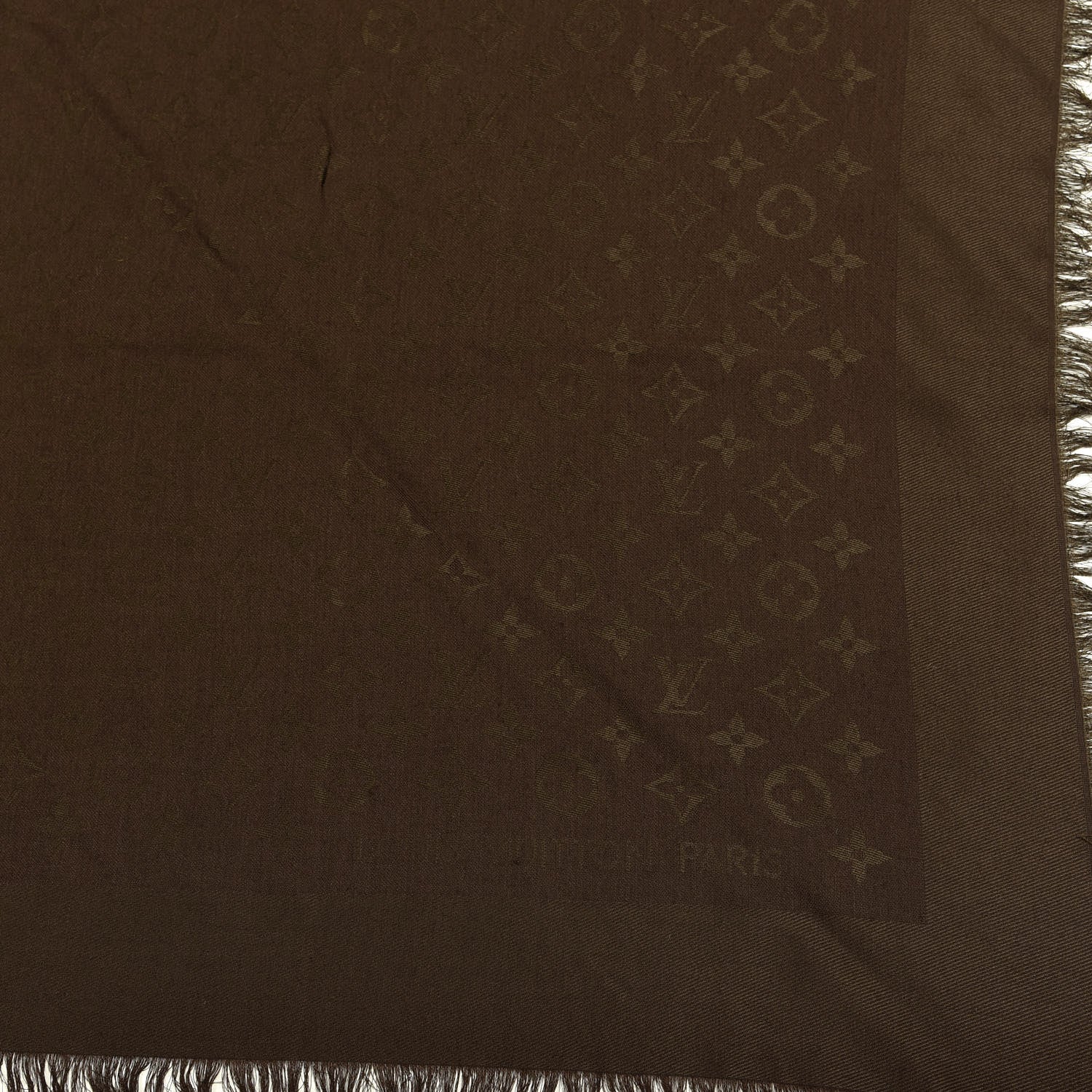 Louis Vuitton Silk Wool Monogram Shine Shawl Brown 2 of 4