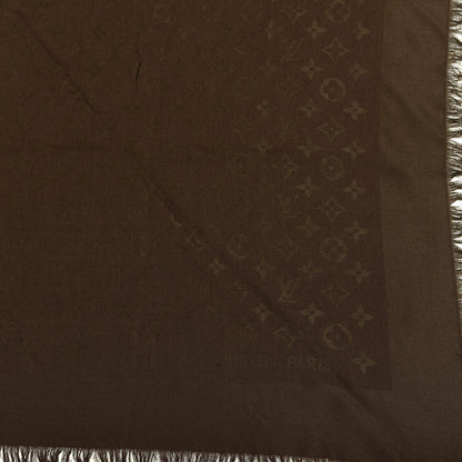 Louis Vuitton Silk Wool Monogram Shine Shawl Brown 2 of 4