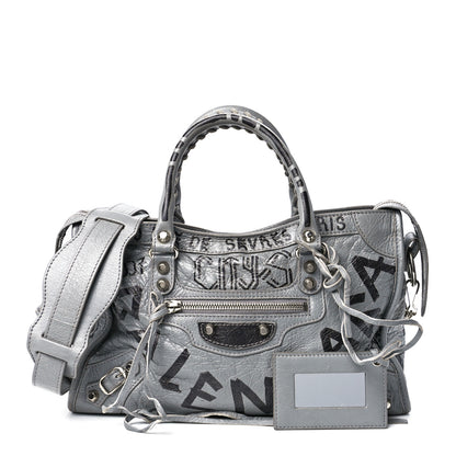 Balenciaga Agneau Arena Graffiti All Over Classic Silver Hardware S City Balenciaga Grey Black 1 of 12