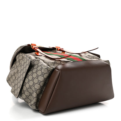Gucci GG Supreme Monogram Medium Ophidia Double Buckle Backpack Beige Ebony Neon Orange 3 of 9