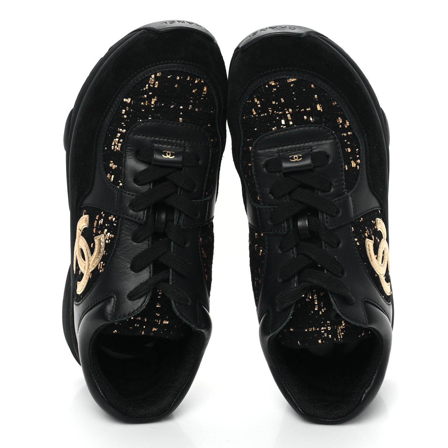 Suede Tweed CC Sneakers 38 Black Gold
