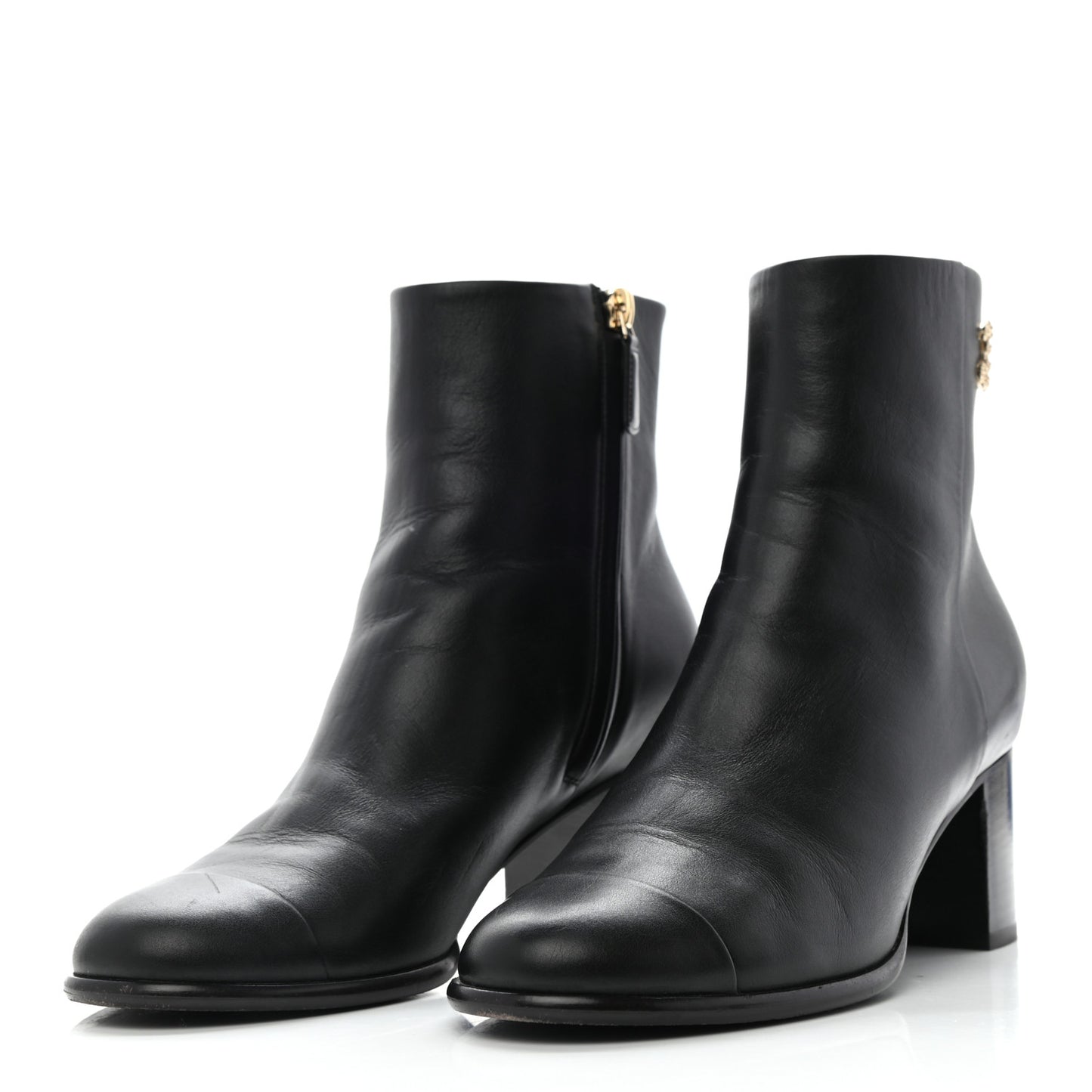 Calfskin CC Ankle Boots 38 Black