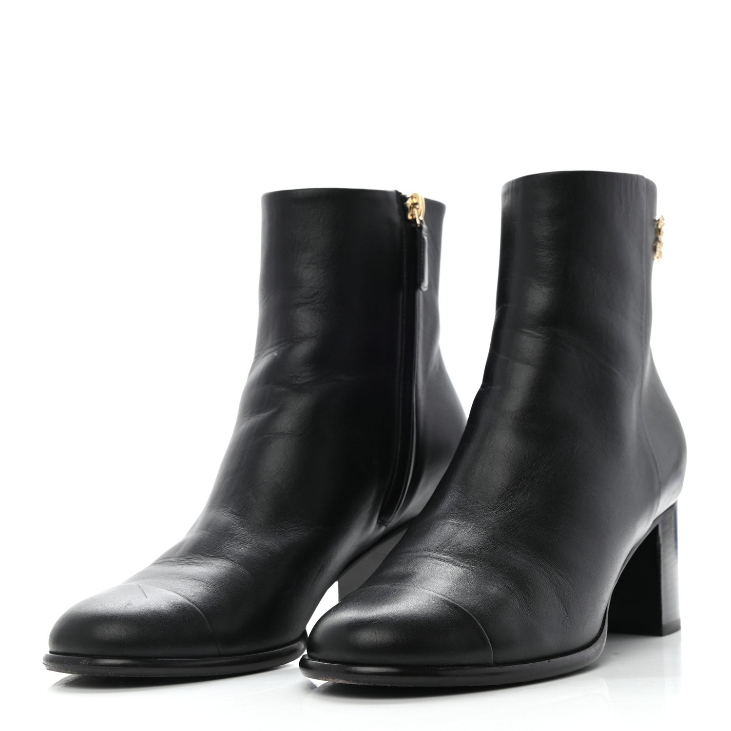 Chanel Calfskin CC Ankle Boots 38 Black 3 of 8