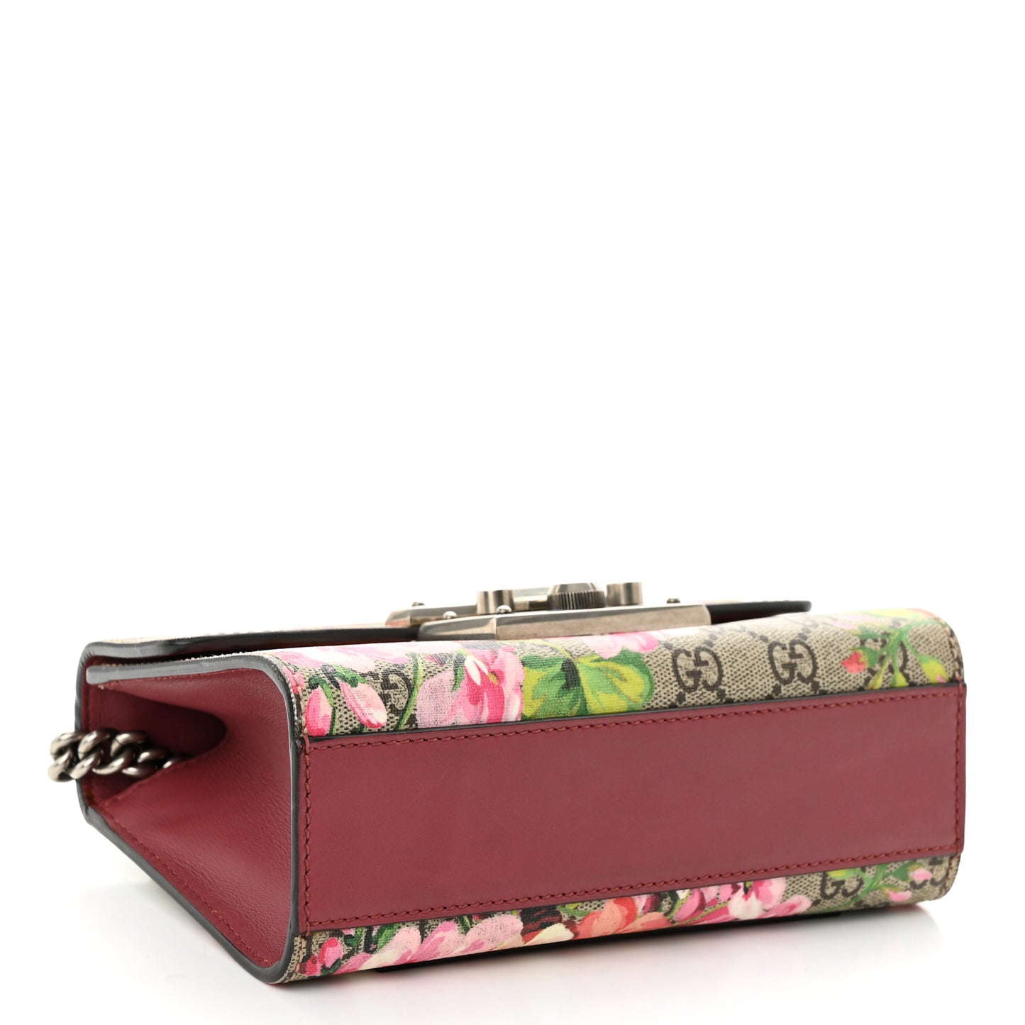 GG Supreme Monogram Blooms Small Padlock Shoulder Bag Beige Multicolor Dry Rose