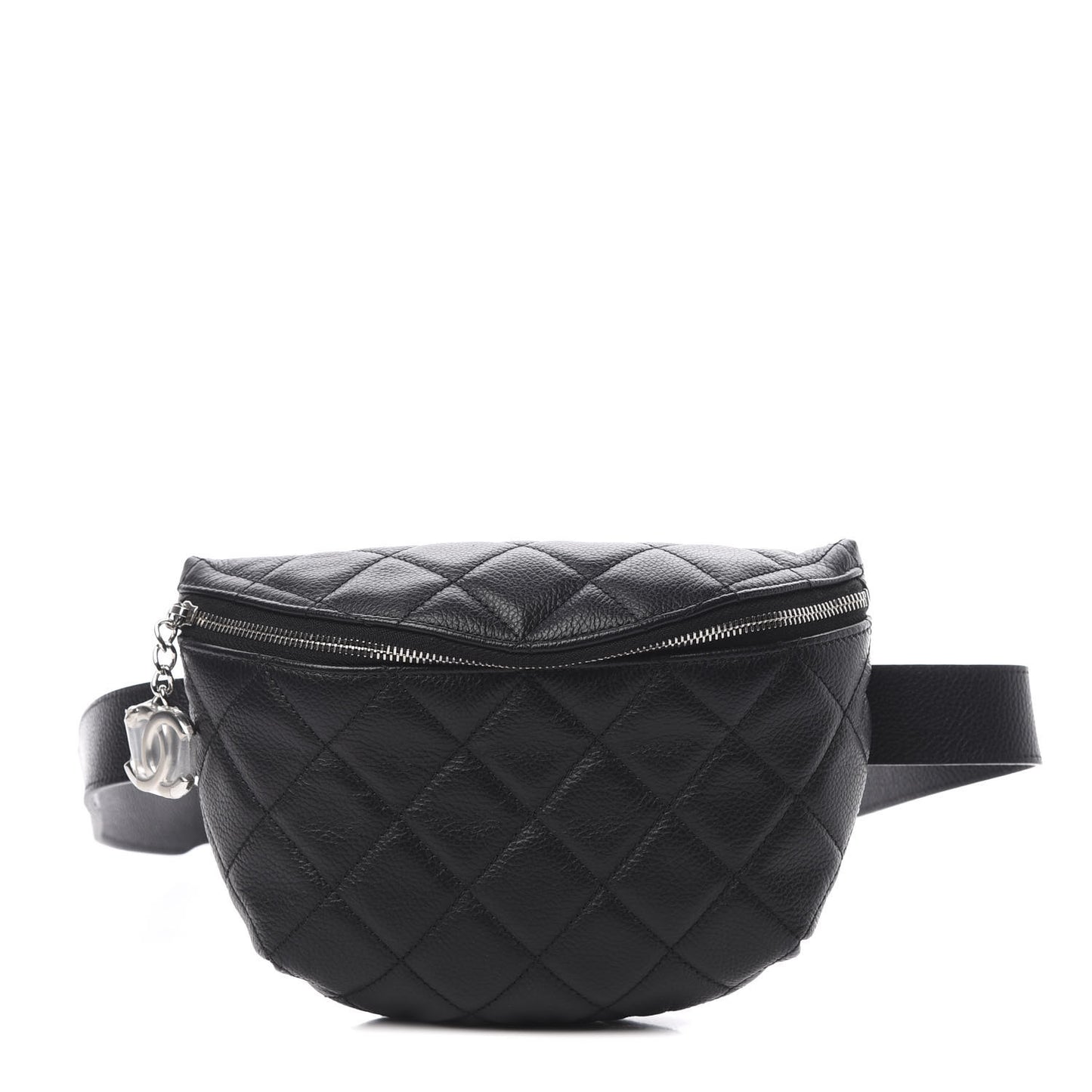 Grained Calfskin Quilted Waist Belt Bag Black