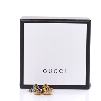 Gucci Metal Crystal Feline Earrings Aged Gold 6 of 6