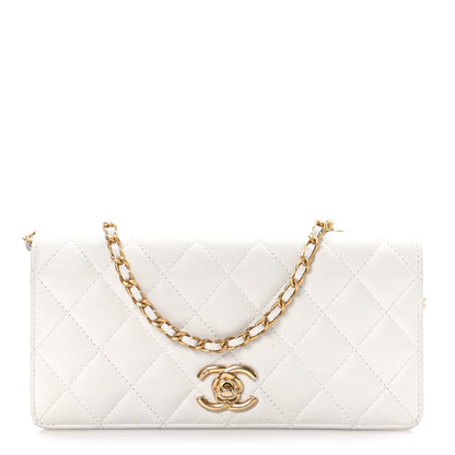 Chanel Caviar Quilted Camellia Clutch With Chain White 1 of 11