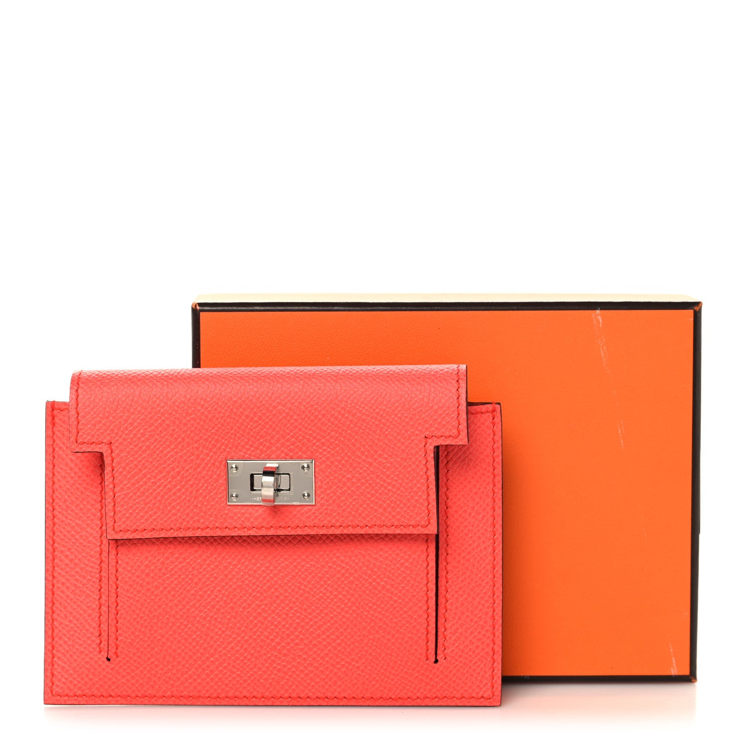 Hermes Chevre Mysore Kelly Pocket Compact Wallet Rose Texas 8 of 8