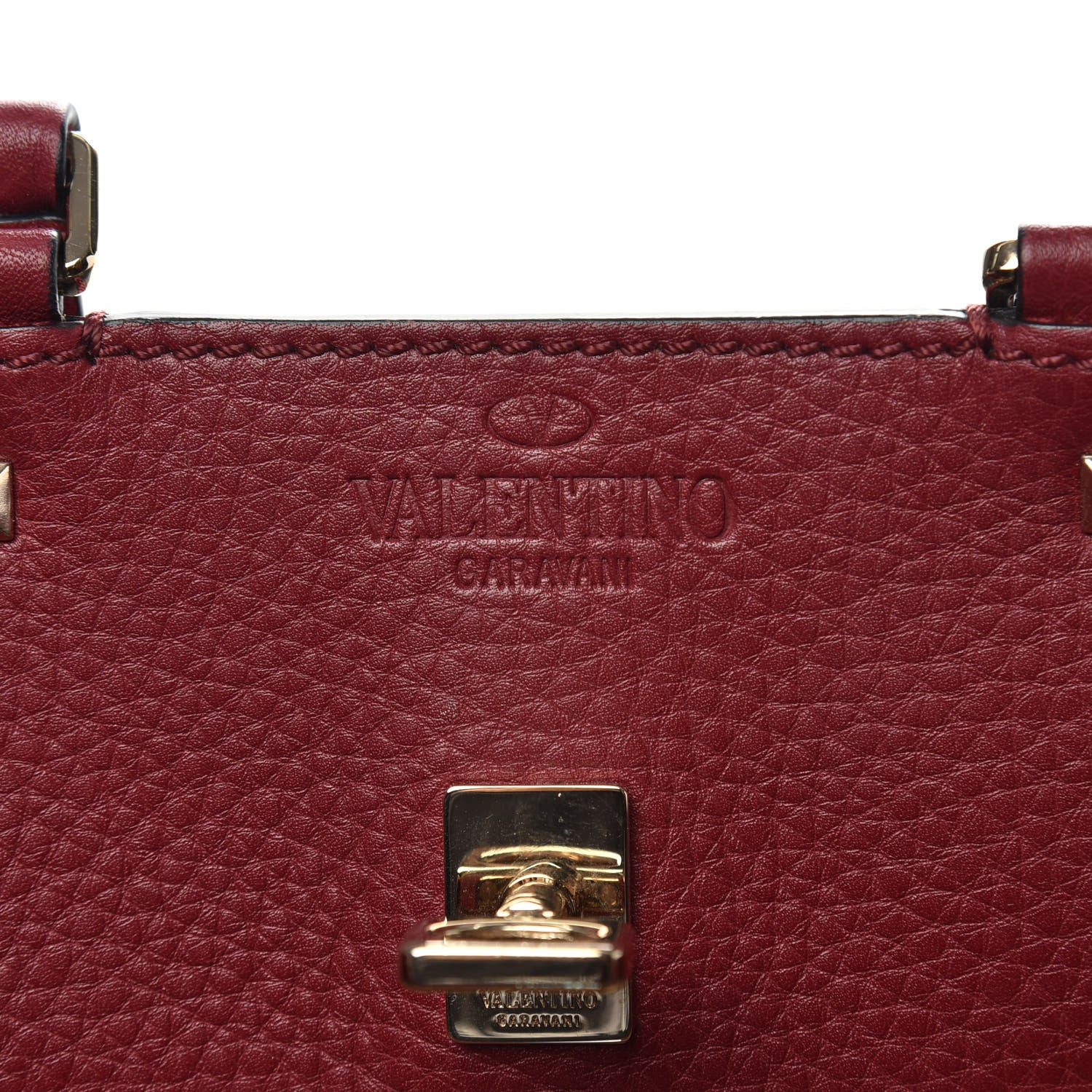 Valentino Garavani Pebbled Calfskin Large JoyLock Satchel Camelia 7 of 12
