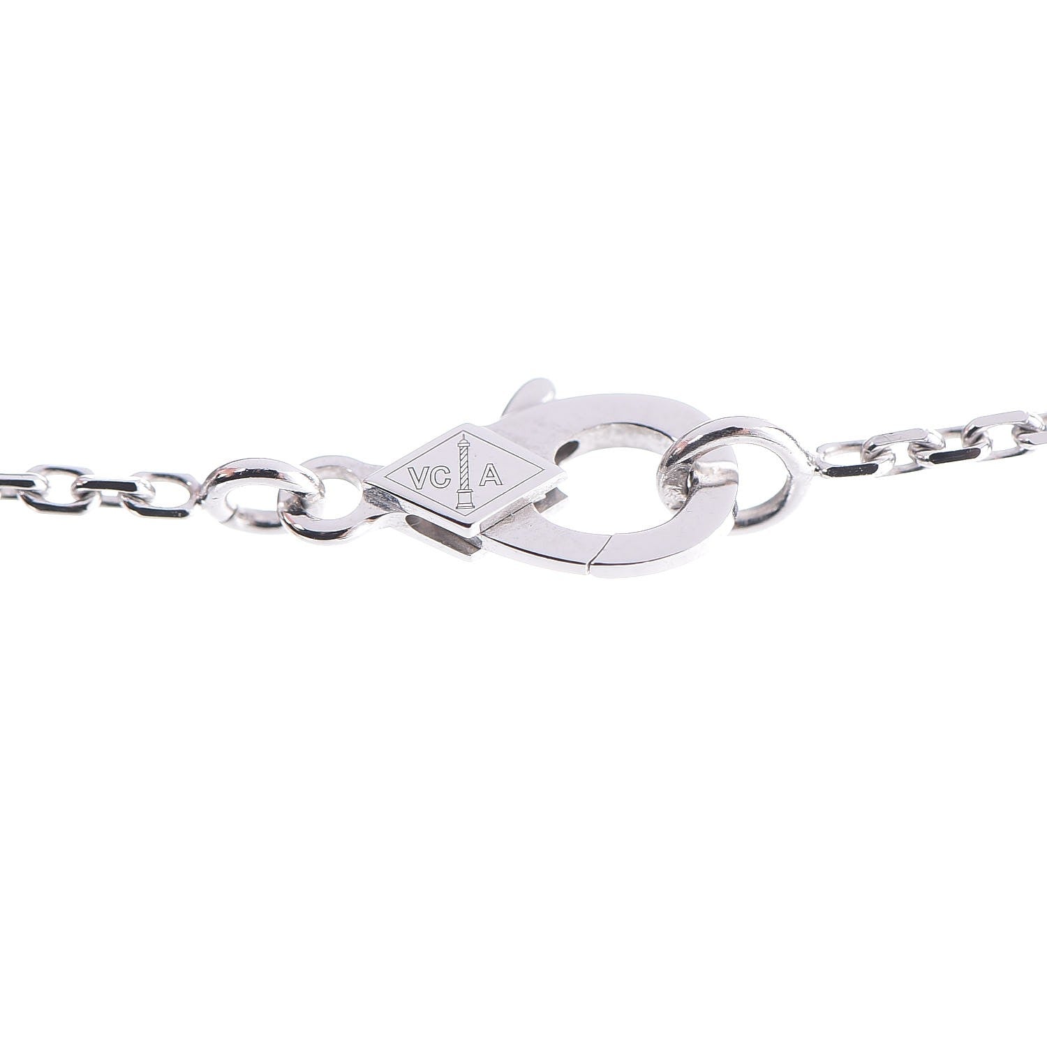 Van Cleef & Arpels 18K White Gold Mother of Pearl Vintage Alhambra Pendant Necklace 5 of 8