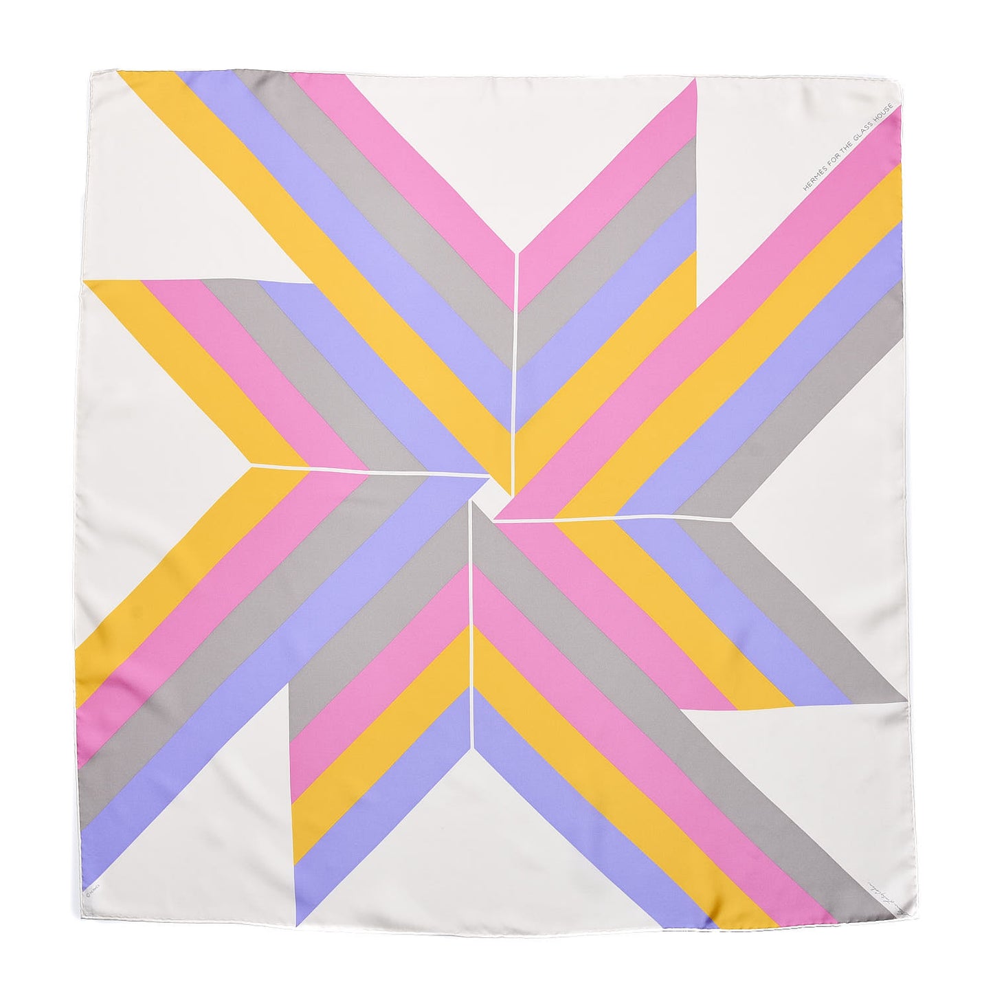 Silk Centered Rhyme de Elaine Lustig Cohen Scarf 90 Creme Jaune Rose