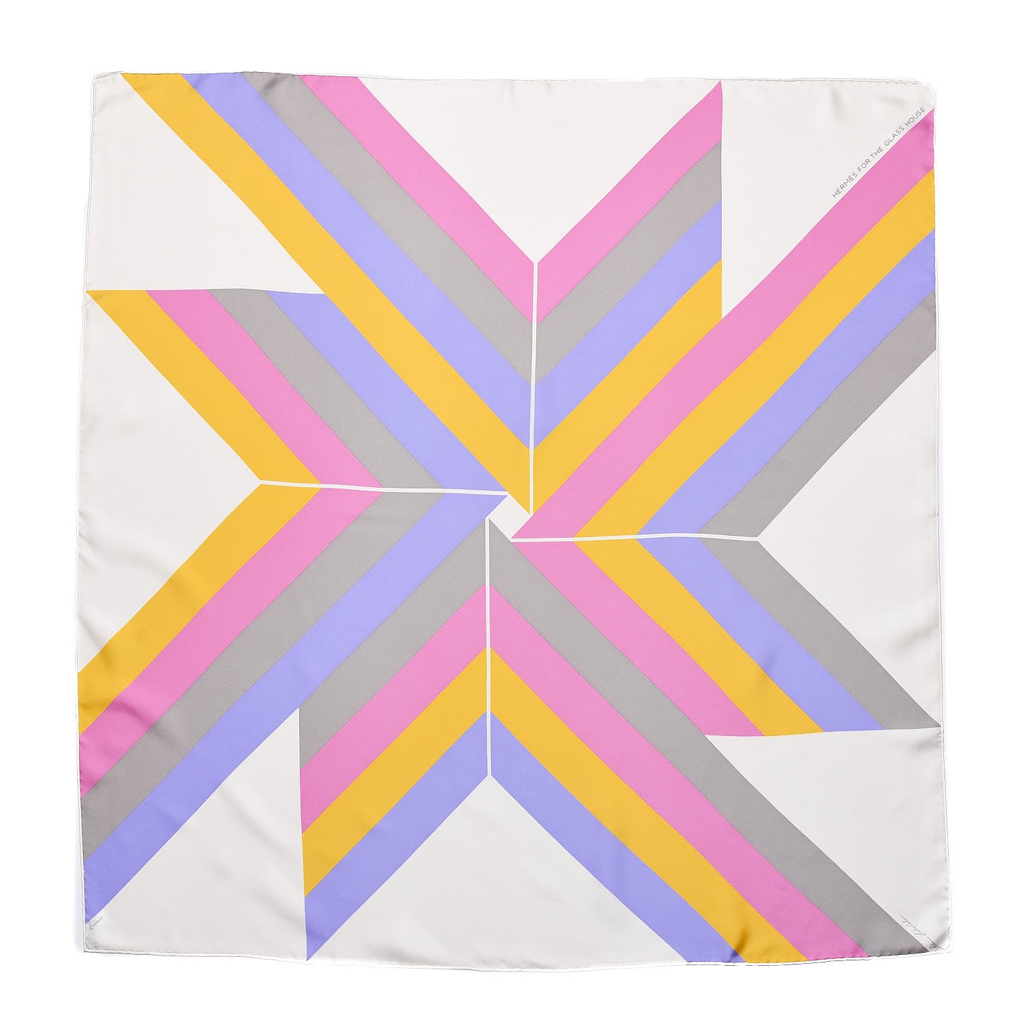 Hermes Silk Centered Rhyme de Elaine Lustig Cohen Scarf 90 Creme Jaune Rose 1 of 5