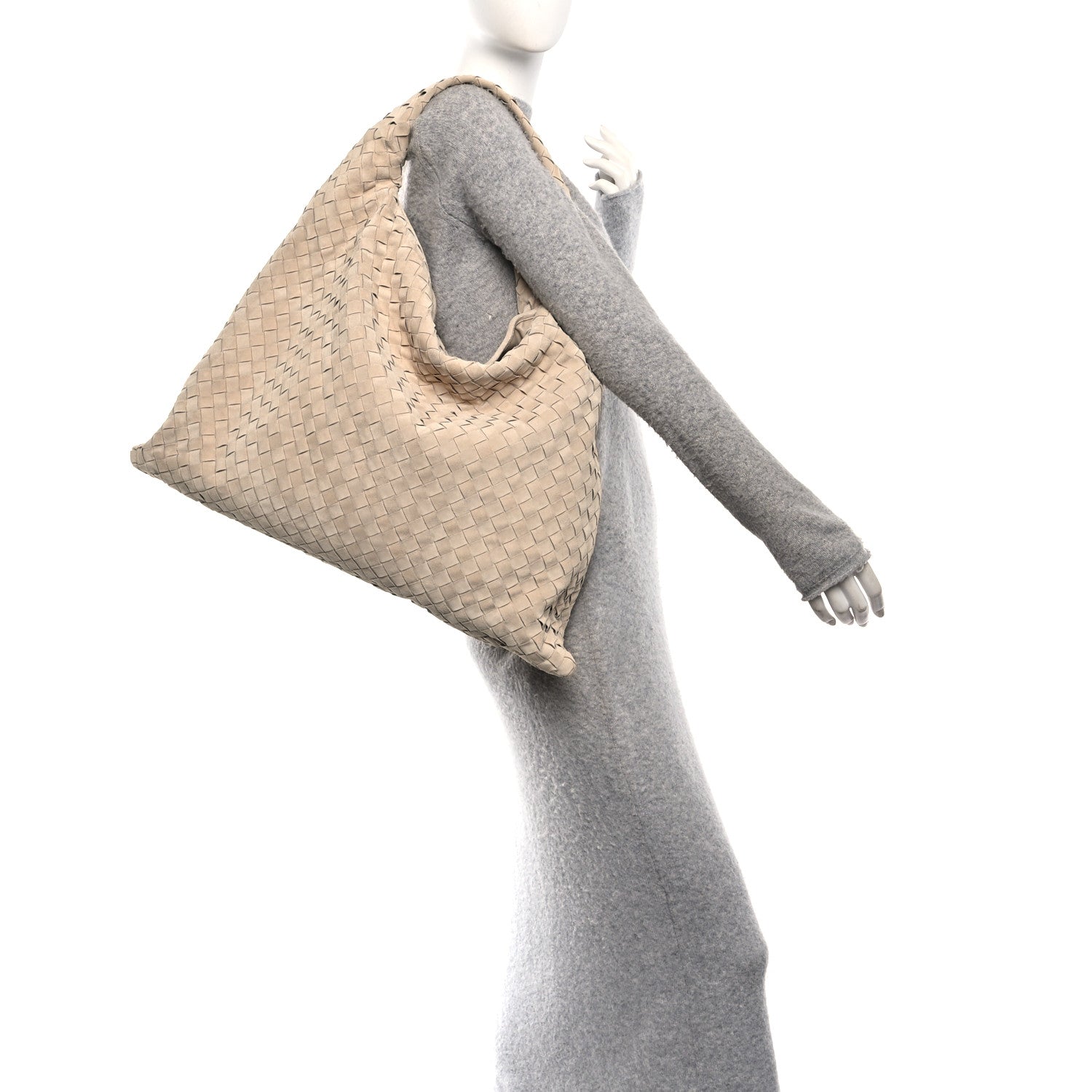 Bottega Veneta Suede Intrecciato Large Hop Ecru 2 of 11