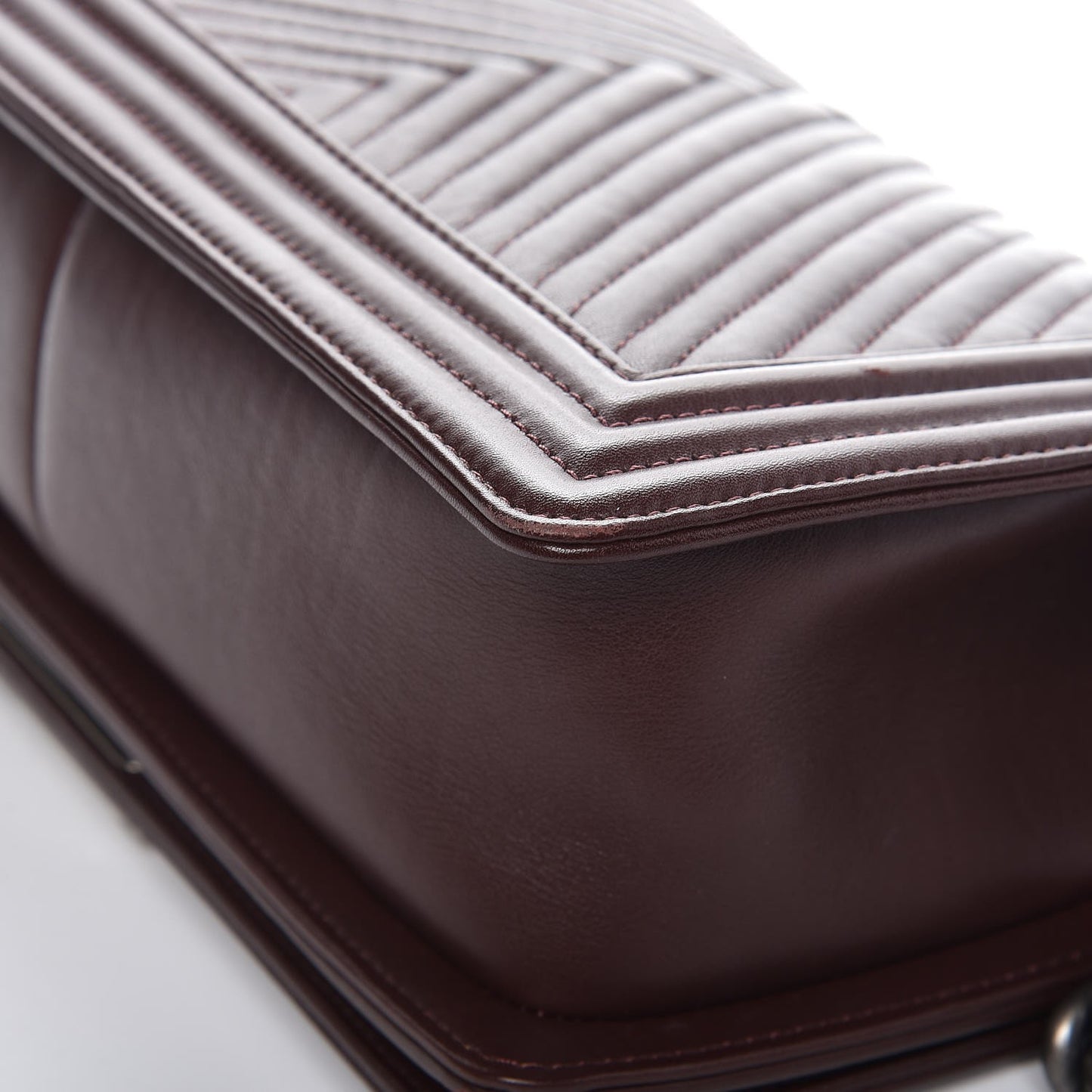 Calfskin Chevron Quilted Medium Boy Flap Burgundy