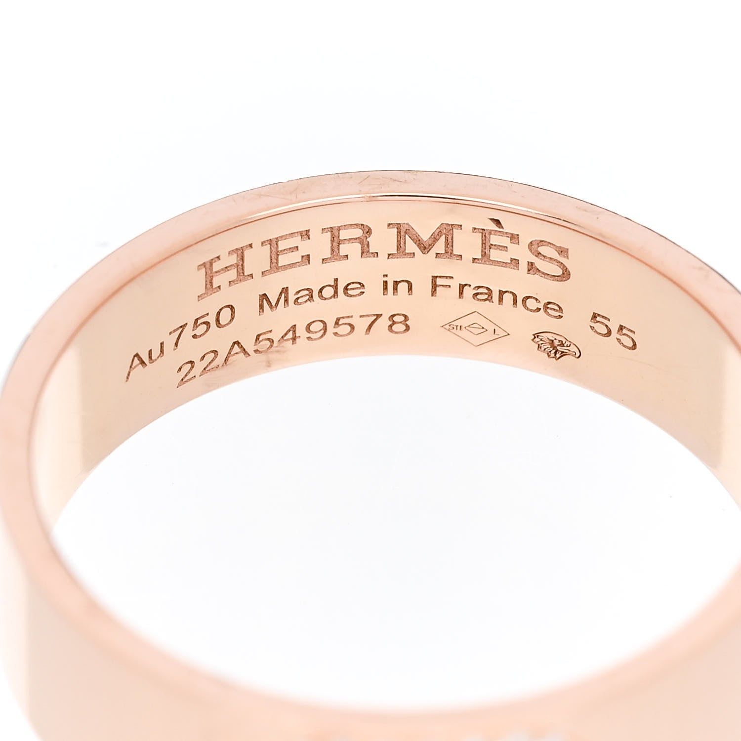 Hermes 18K Rose Gold Diamond PM H D'Ancre Ring 55 7.25 4 of 5