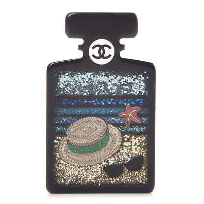 Chanel Resin CC Perfume Bottle Brooch Black Multicolor 1 of 5