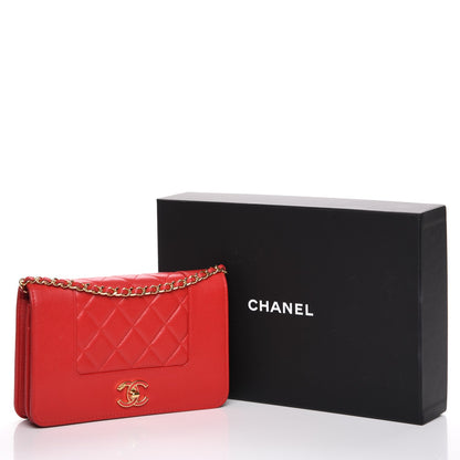 Chanel Sheepskin Quilted Mademoiselle Vintage Wallet On Chain WOC Red 9 of 9