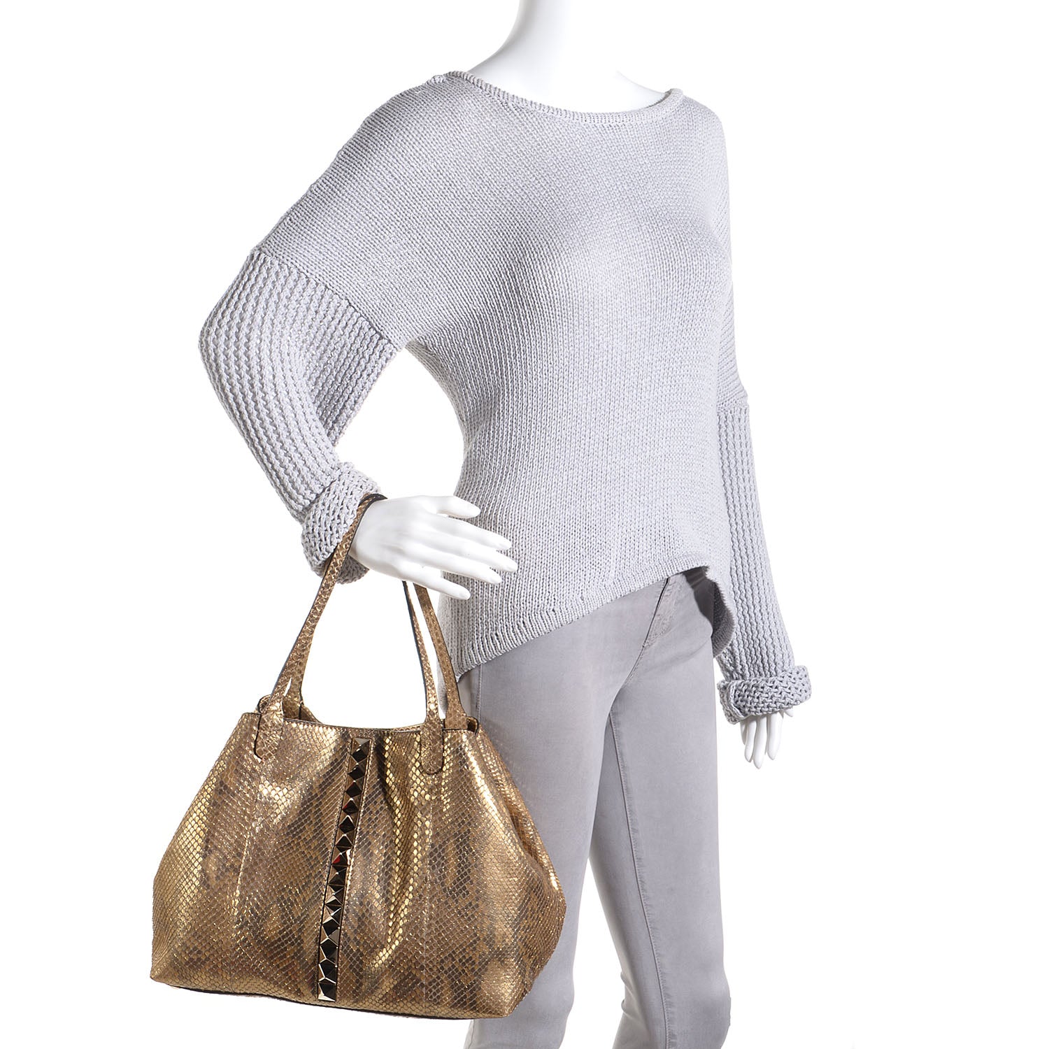 Valentino Garavani Python Va Va Voom Tote Gold 2 of 8