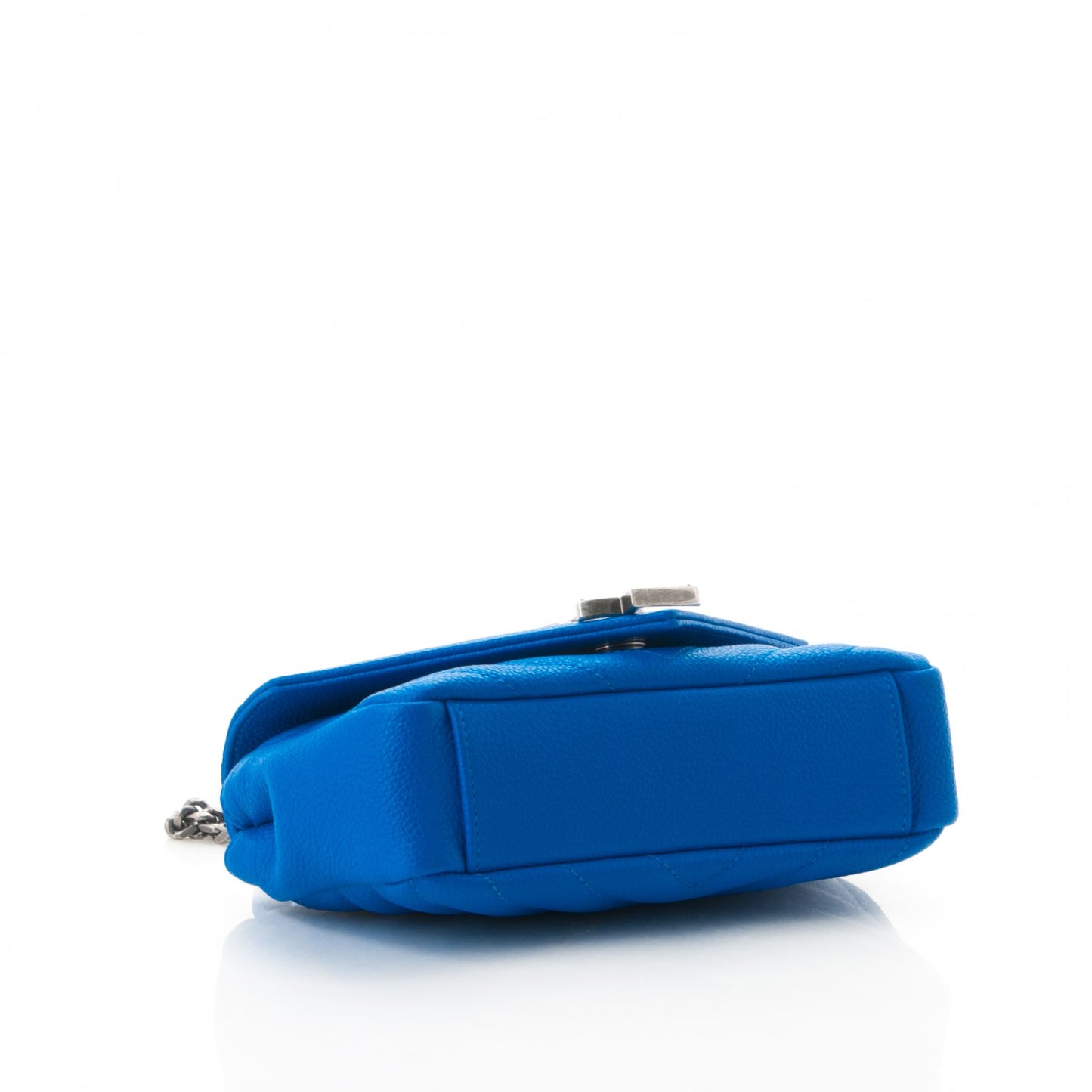 Grained Calfskin Matelasse Chevron Monogram Classic Baby Chain Bag Royal Blue