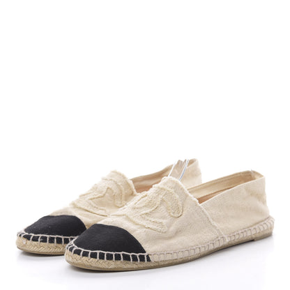 Chanel Linen CC Espadrilles 39 Beige Black 3 of 12