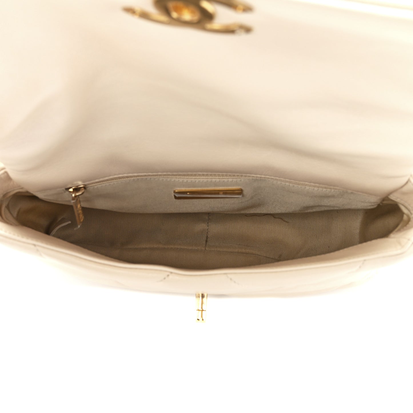 Lambskin Quilted Medium Chanel 19 Flap Light Beige