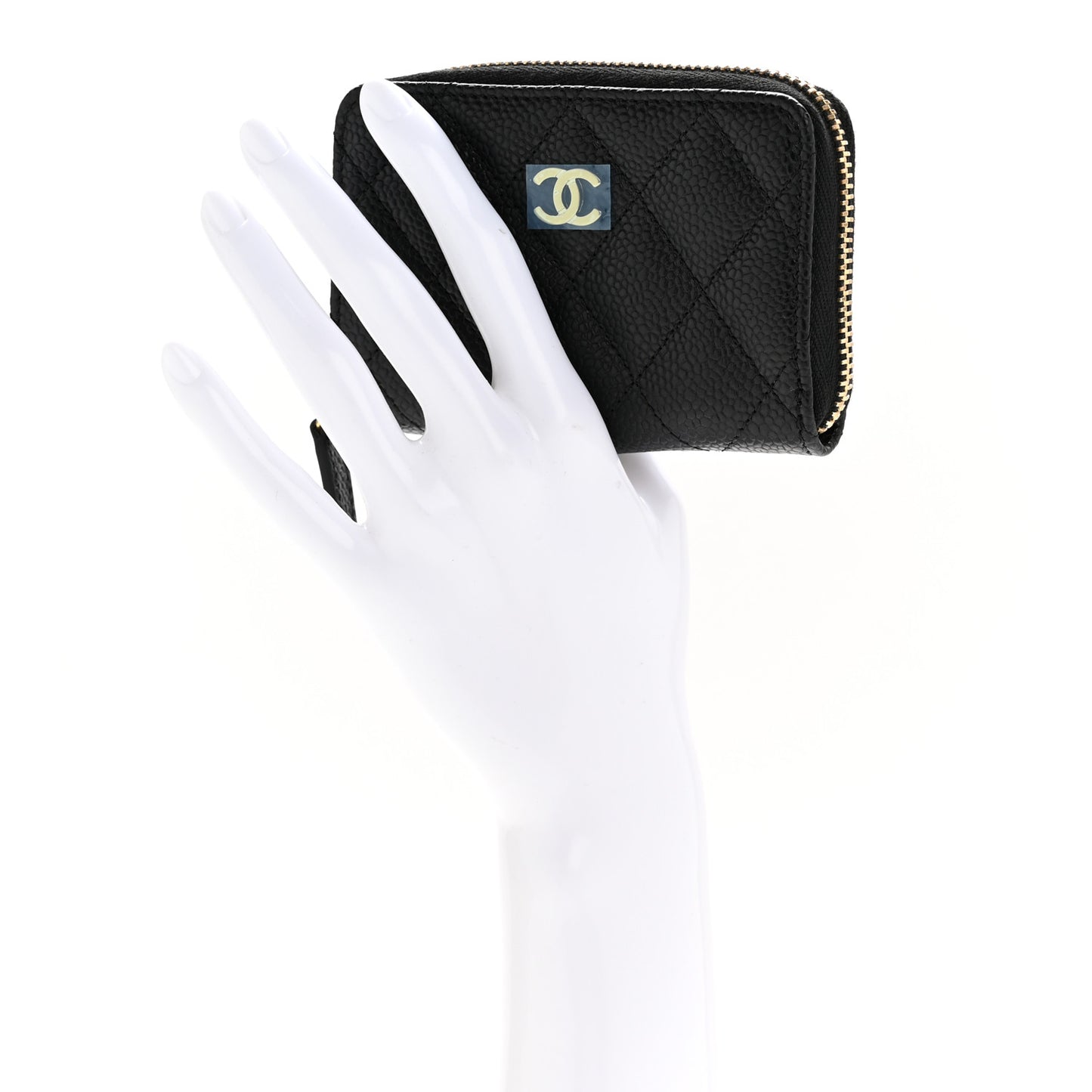 Caviar Quilted Zip Coin Purse Black